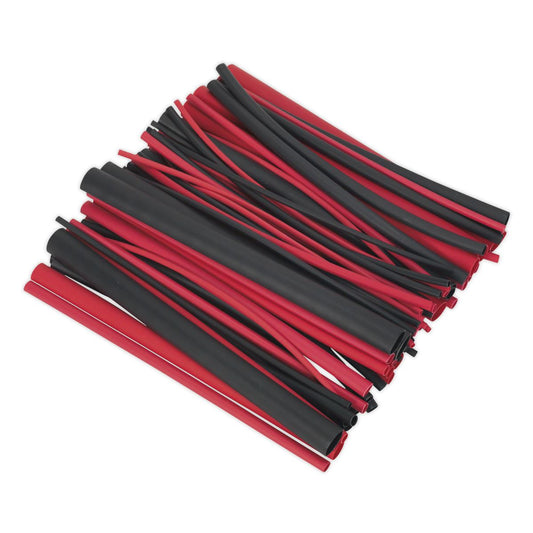 Sealey HSTAL72BR Heat Shrink Tubing Assortment 72pc Black & Red Adhesive Lined 200mm Sealey