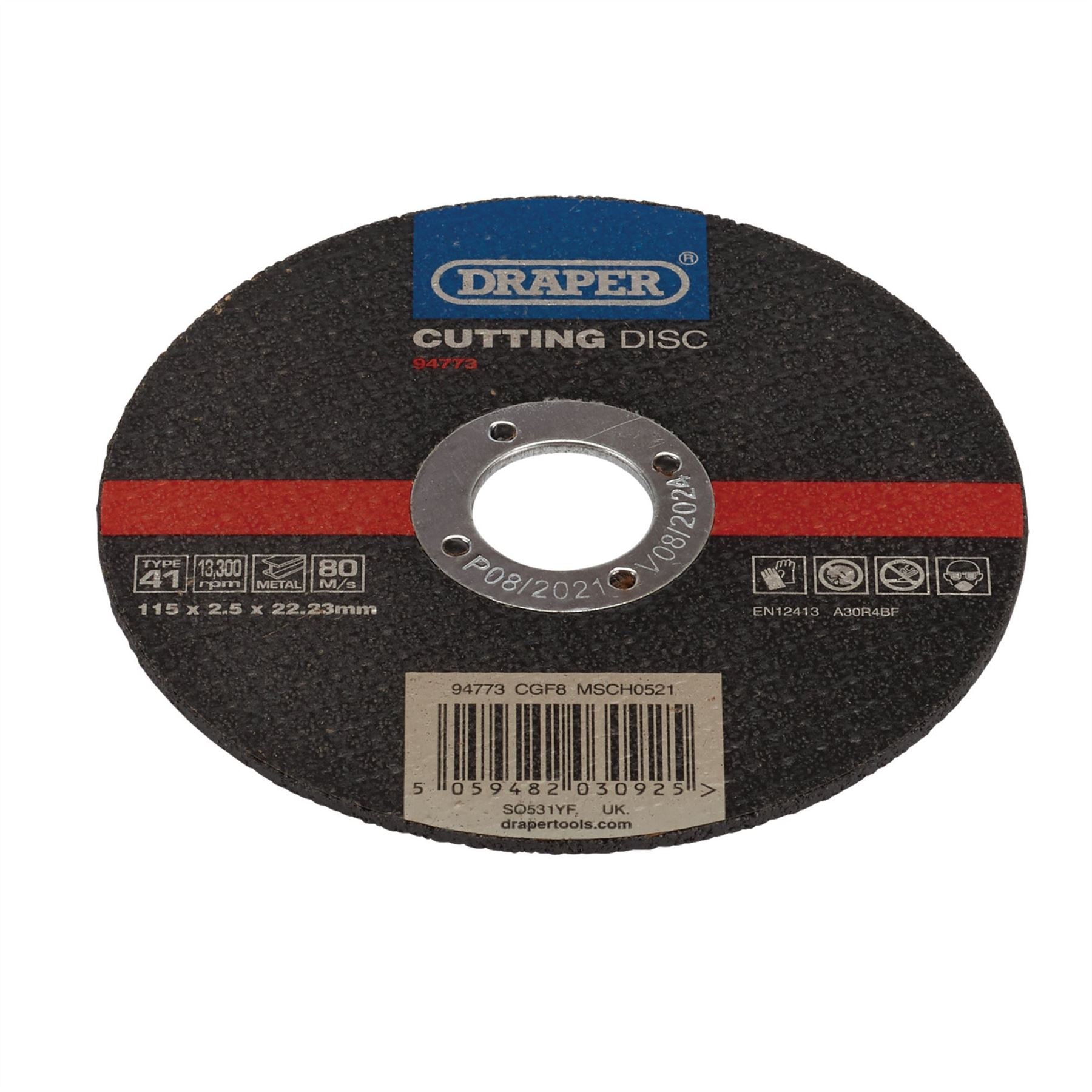 Draper 94773 Metal Cutting Disc 115 x 2.5 x 22.23mm Draper