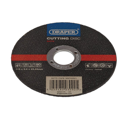 Draper 94773 Metal Cutting Disc 115 x 2.5 x 22.23mm Draper