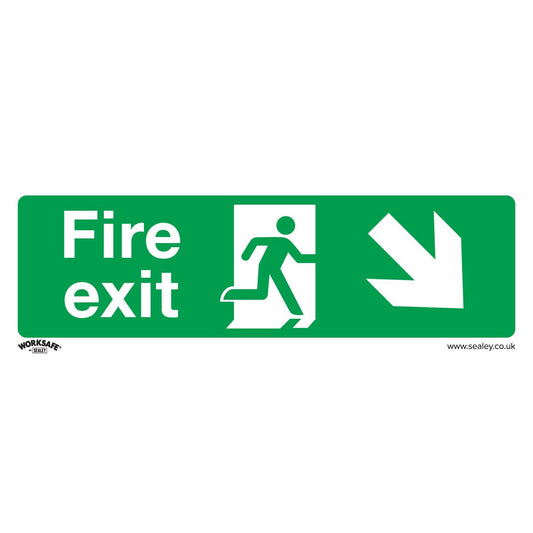 Sealey SS36V10 Safe Conditions Safety Sign - Fire Exit (Down Right) - Self-Adhesive Vinyl - Pack of 10 Sealey