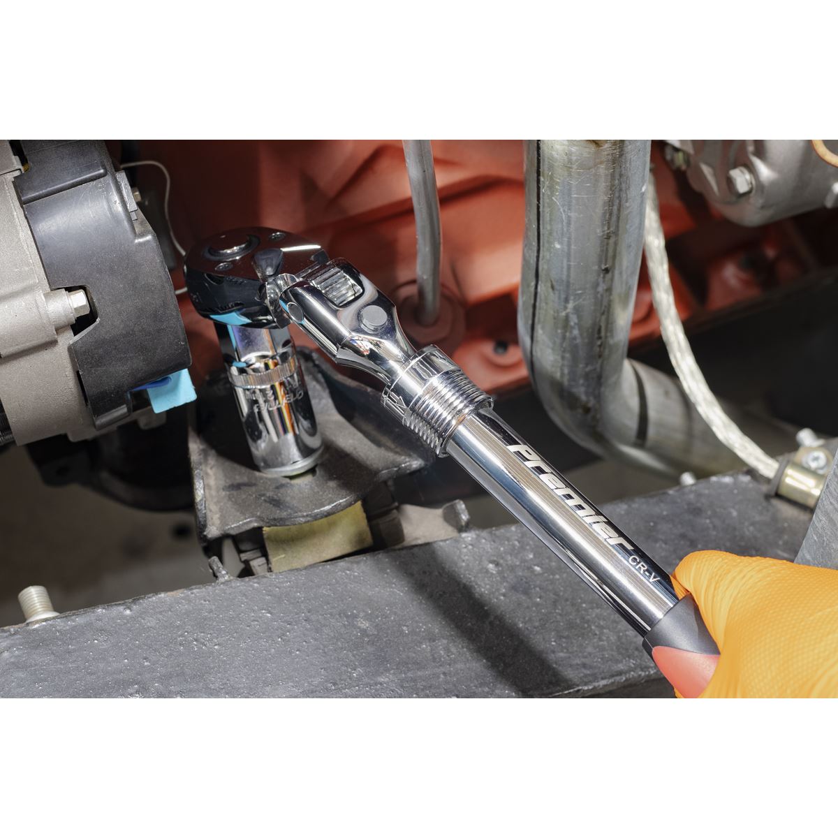 Sealey AK6682 Flexi-Head Ratchet Wrench 1/2"Sq Drive Extendable Sealey