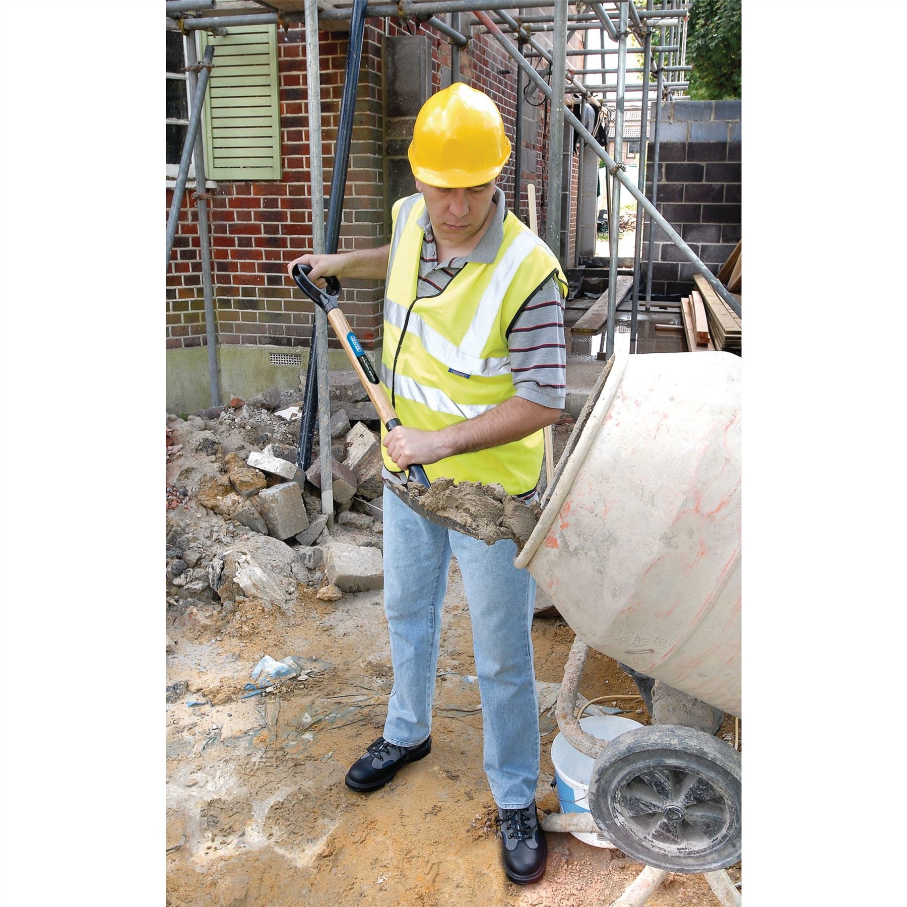 Draper 10904 Carbon Steel Square Mouth Builders Shovel with Hardwood Shaft Draper