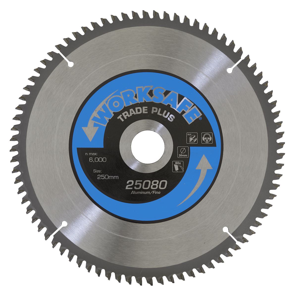 Sealey 25080/Ali Aluminium Cutting TCT Saw Blade Ø250 x 30mm - 80tpu Sealey