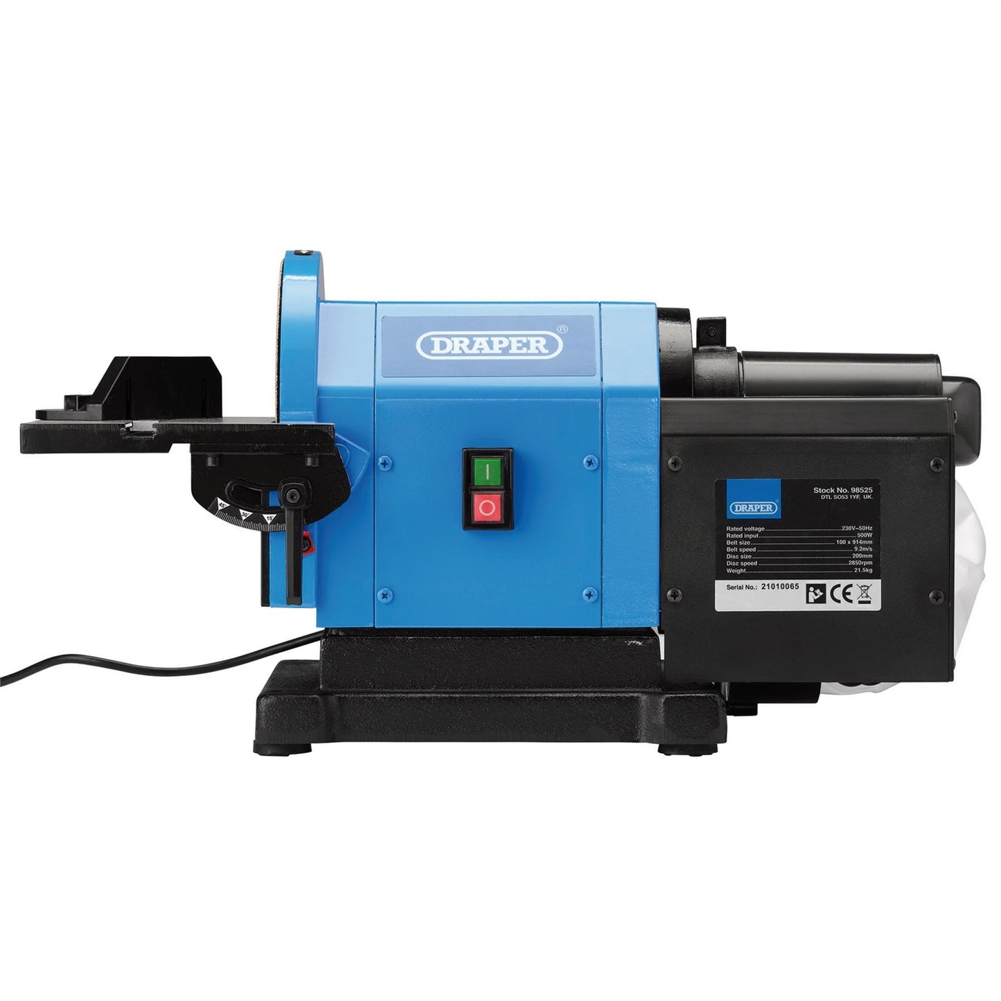 Draper 98525 230V Belt 100mm and Disc Sander 200mm 500W Draper