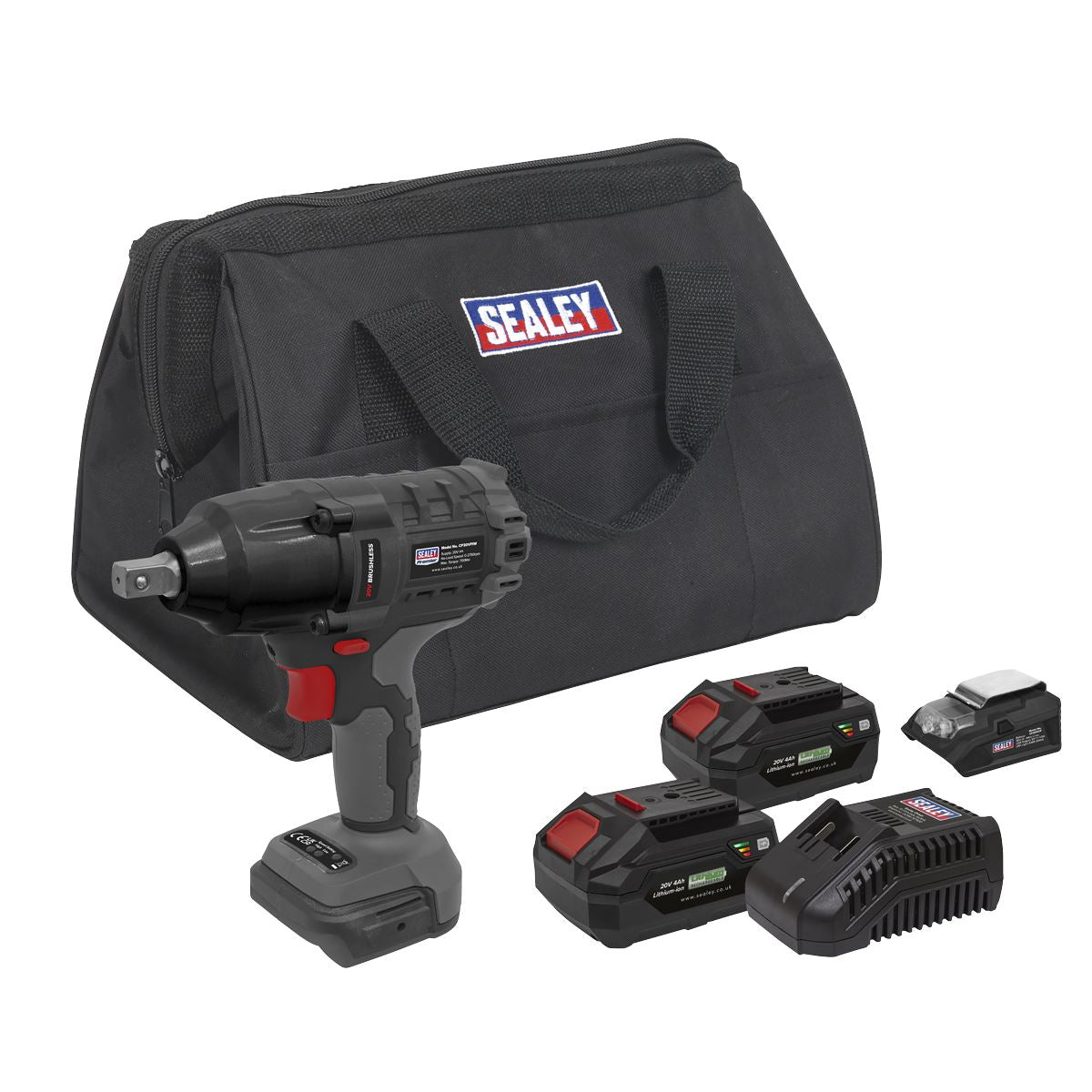 Sealey CP20VPIWKIT Brushless Impact Wrench Kit 1/2"Sq Drive 20V 4Ah SV20 Series - 2 Batteries Sealey