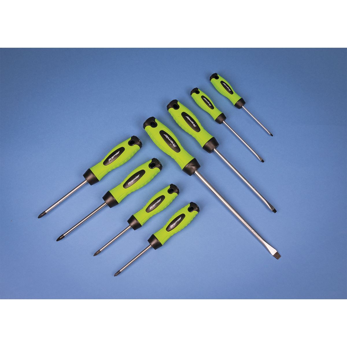Sealey HV001 Screwdriver Set 8pc Hi-Vis Green Sealey