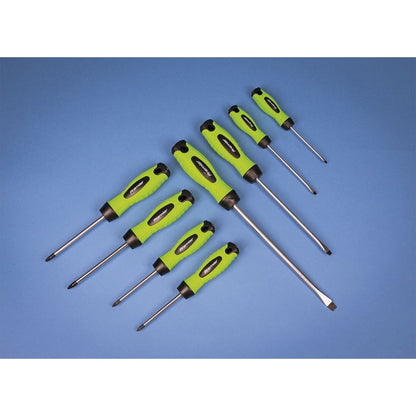 Sealey HV001 Screwdriver Set 8pc Hi-Vis Green Sealey