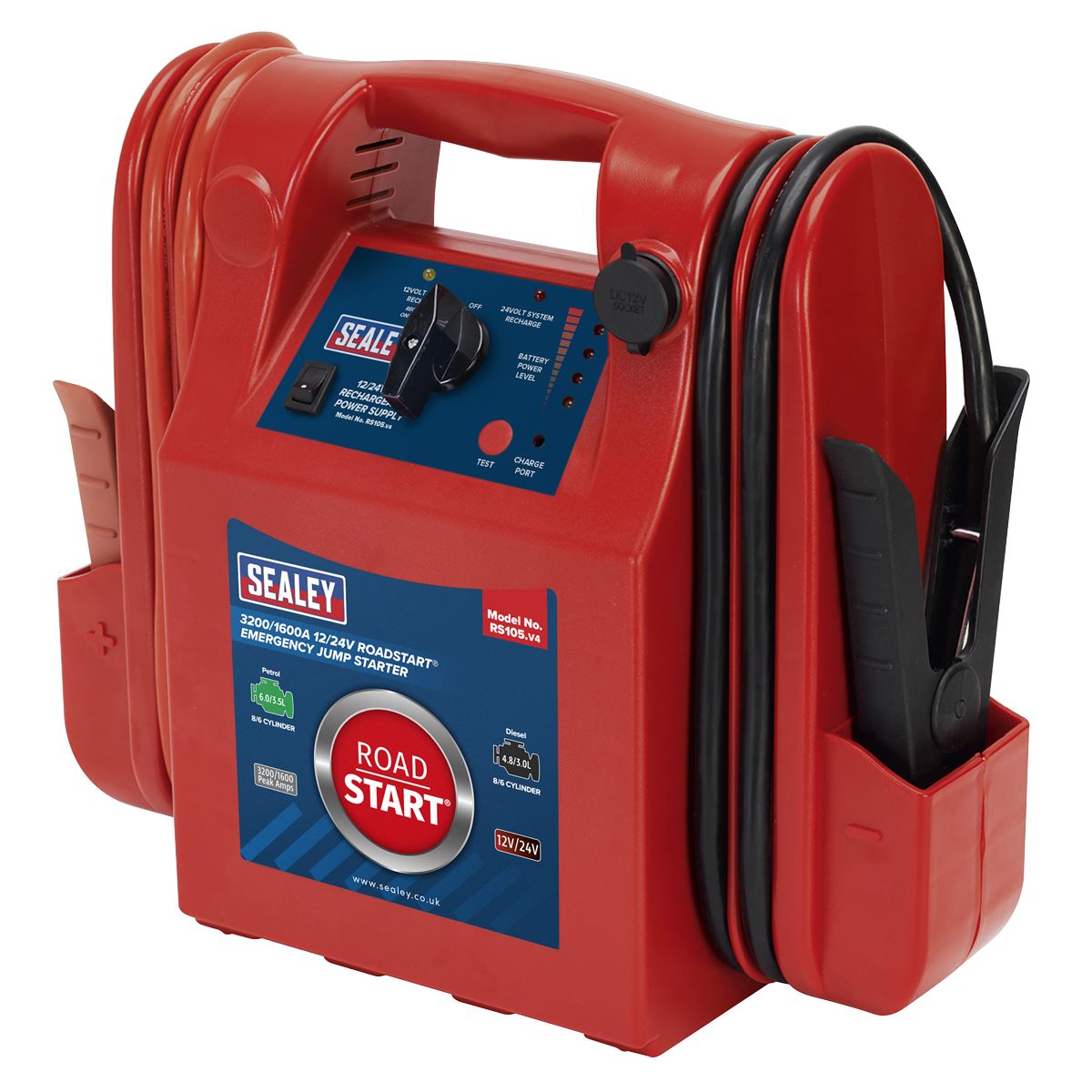 Sealey RS105 RoadStart® Emergency Jump Starter 12/24V 3200/1600 Peak Amps Sealey
