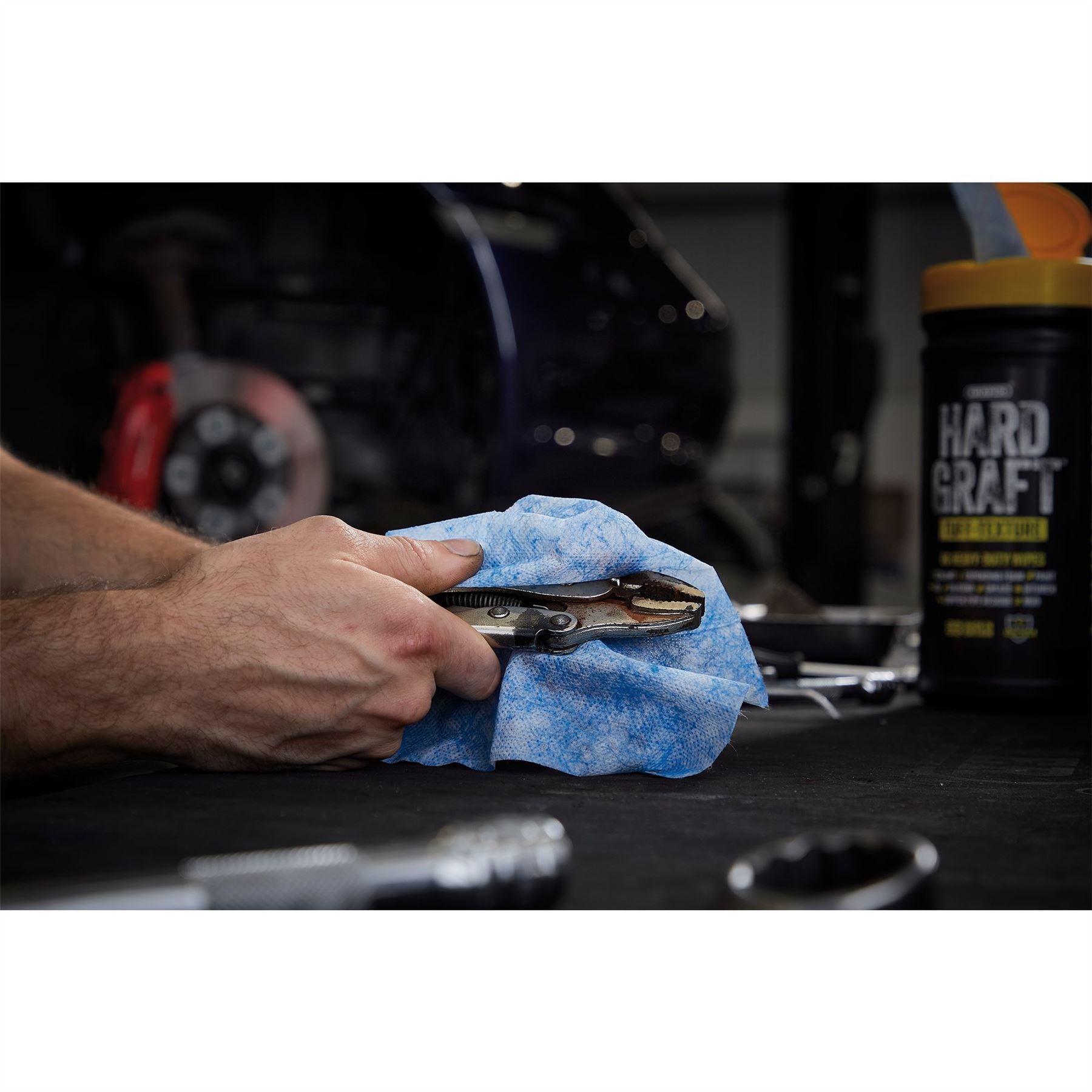 Draper 12436 Hard Graft Multipurpose Tuff-Texture Wipes Tub of 80 Draper