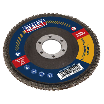 Sealey FD125120E Flap Disc Aluminium Oxide Ø125mm Ø22mm Bore 120Grit Sealey