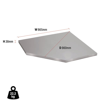 Draper 33203 BUNKER® Modular Stainless Steel Worktop for Corner Cabinet 865mm Draper