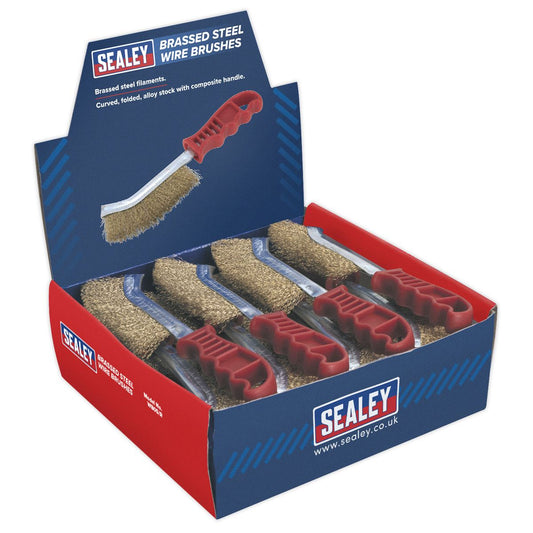 Sealey WB05DB24 Wire Brush Brassed Steel Plastic Handle Display Box of 24 Sealey