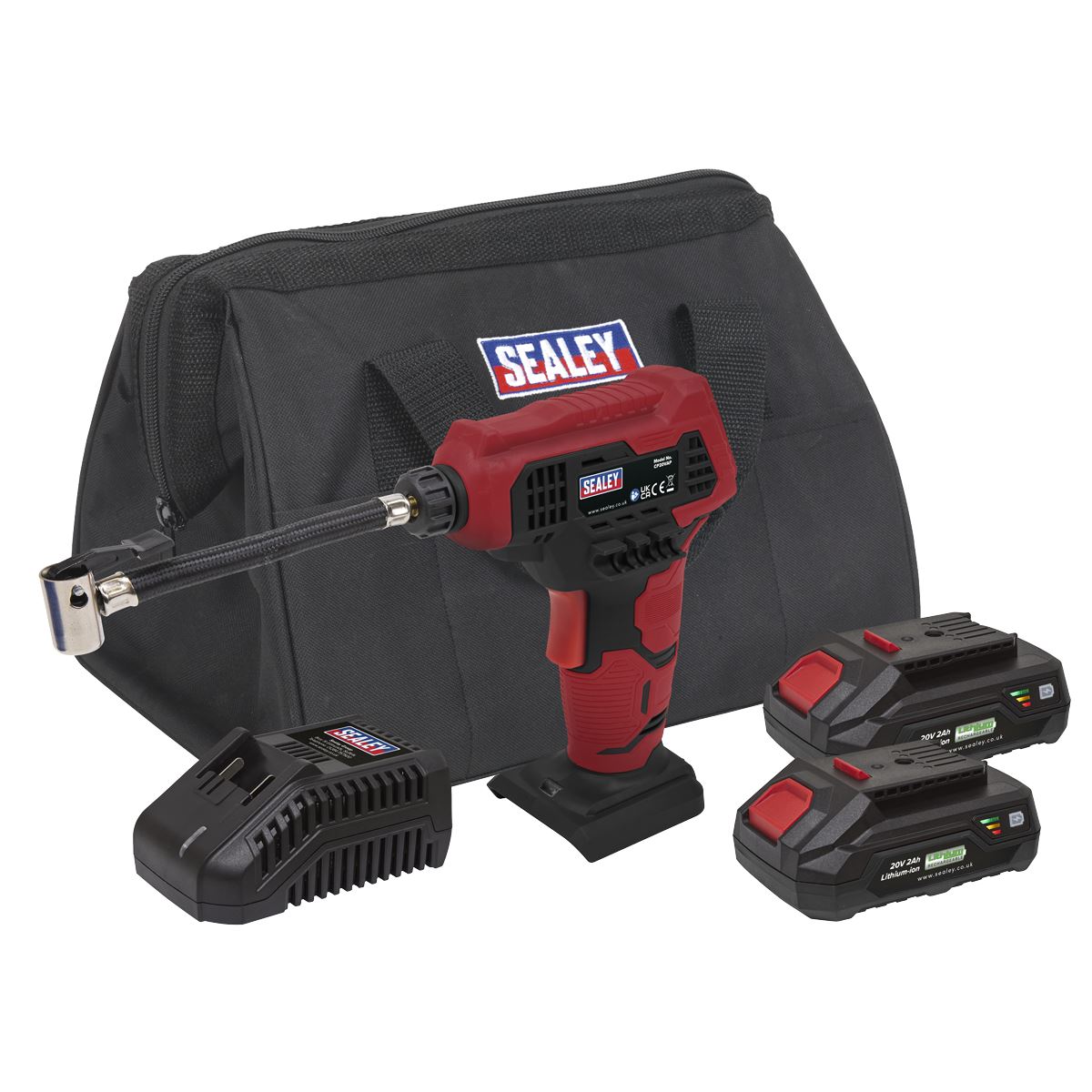 Sealey CP20VAPKIT Cordless Air Pump Kit 20V 2Ah SV20 Series - 2 Batteries Sealey