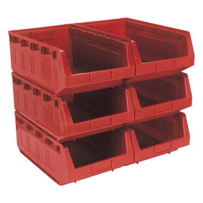 Sealey TPS56R Plastic Storage Bin 310 x 500 x 190mm - Red Pack of 6 Sealey