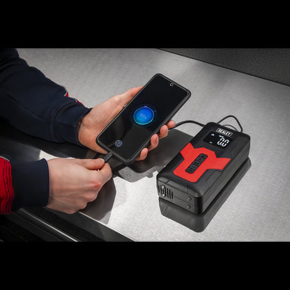 Sealey CTI140 Tyre Inflator & Power Bank with Worklight Rechargeable 12V Sealey