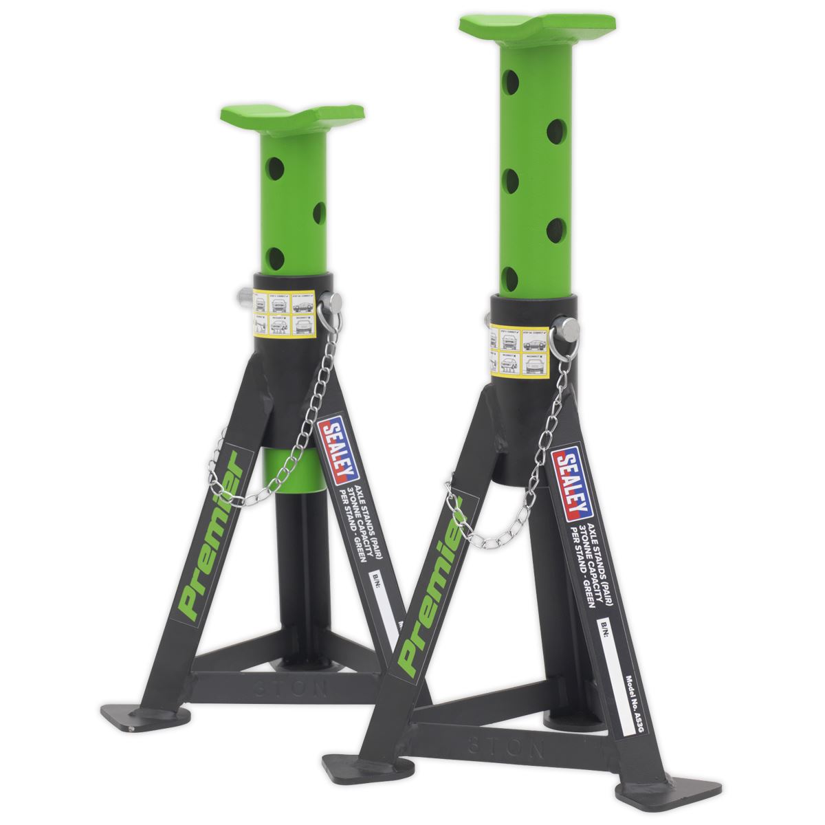 Sealey 3040AGCOMBO1 Premier Trolley Jack 3 Tonne & Axle Stands (Pair) 3 Tonne per Stand Combo Sealey