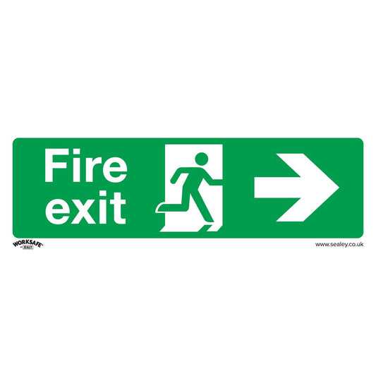 Sealey SS24P10 Safe Conditions Safety Sign - Fire Exit (Right) - Rigid Plastic - Pack of 10 Sealey