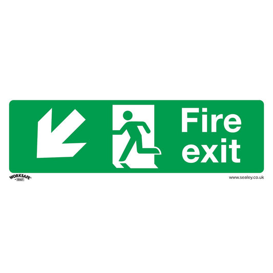 Sealey SS34P10 Safe Conditions Safety Sign - Fire Exit (Down Left) - Rigid Plastic - Pack of 10 Sealey
