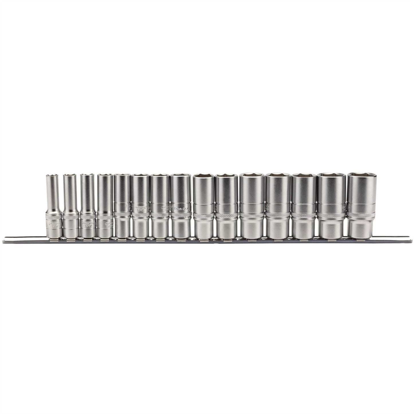 Draper 16494 Metric Deep Socket Set on a Metal Rail 3/8" Sq. Dr. 15 Piece Draper