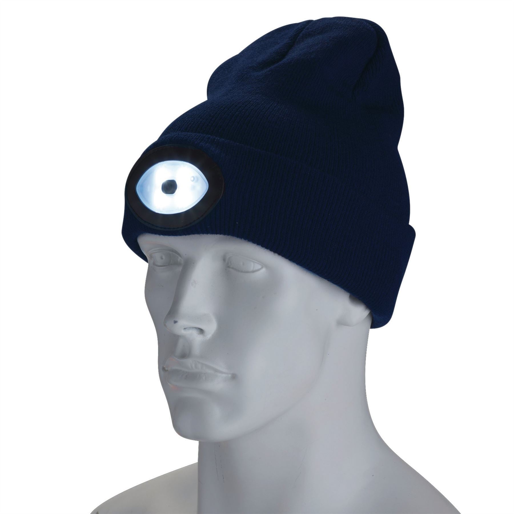 Draper 10007 Beanie Hat with Rechargeable Torch One Size 1W 100 Lumens Navy Blue Draper