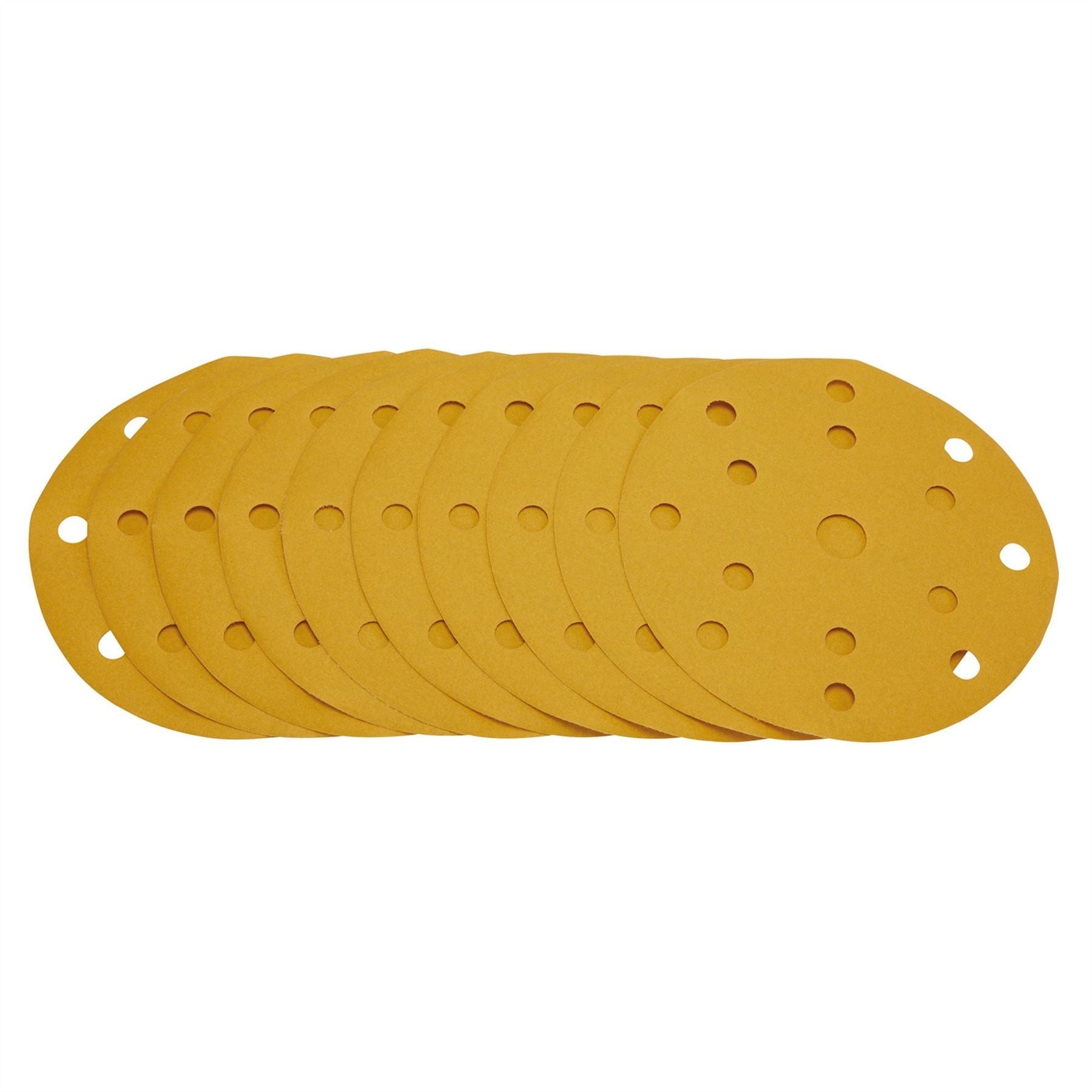 Draper 08477 Gold Sanding Discs with Hook & Loop 150mm 320 Grit 15 Dust Extraction Holes Pack of 10 Draper