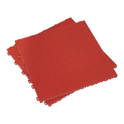 Sealey FT3R Polypropylene Floor Tile 400 x 400mm - Red Treadplate - Pack of 9 Sealey