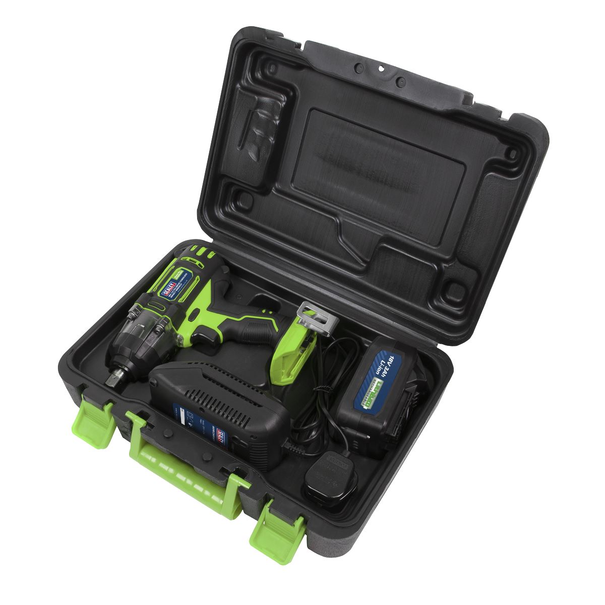 Sealey CP400LIHV Cordless Impact Wrench 18V 3Ah Lithium-ion 1/2"Sq Drive Hi-Vis Sealey