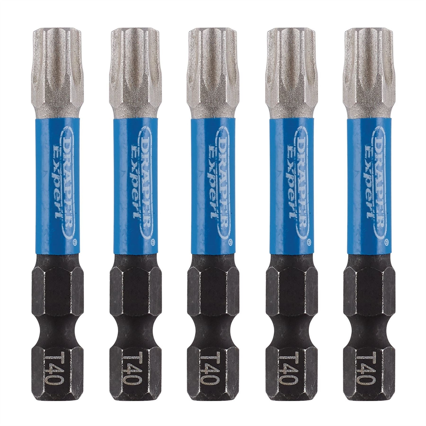 Draper 05672 Expert TX-STAR® Impact Screwdriver Bits T40 x 50mm 1/4" Hex Pack of 5 Draper