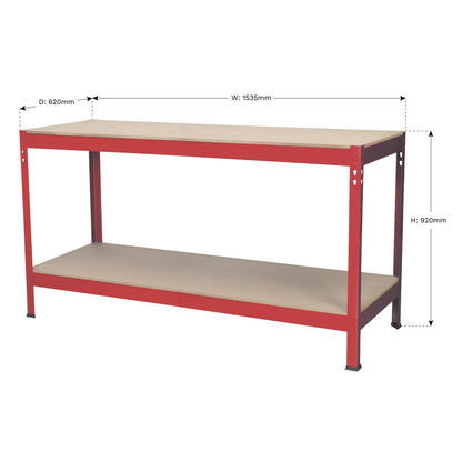 Sealey AP1535 Workbench 1.53m Steel Wooden Top Sealey