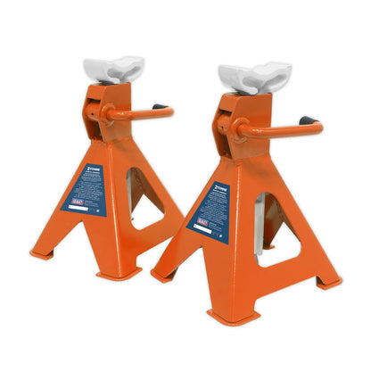 Sealey VS2002OR Ratchet Type Axle Stands (Pair) 2 Tonne Capacity per Stand - Orange Sealey