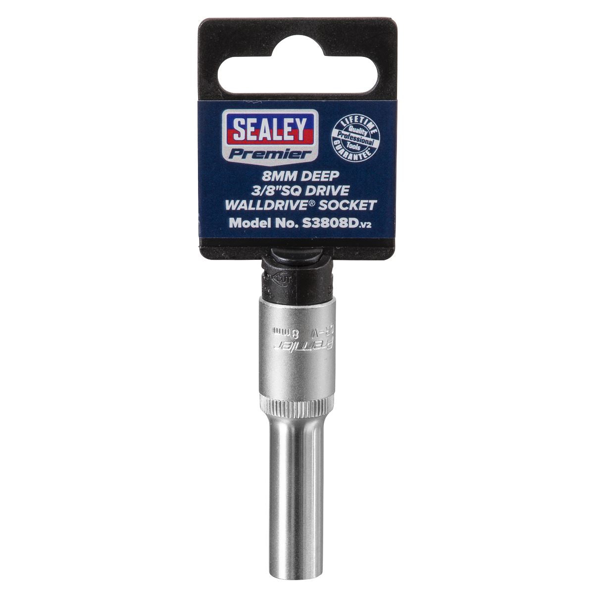 Sealey S3808D WallDrive® Socket 8mm Deep 3/8"Sq Drive Sealey