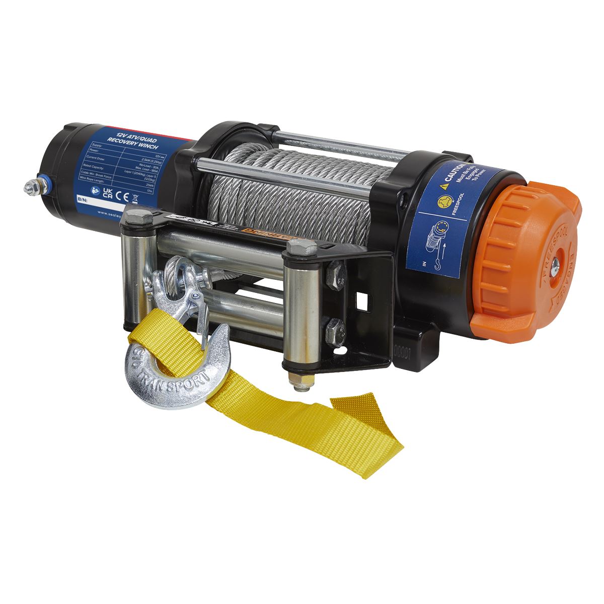 Sealey ATV2040 ATV/Quad Recovery Winch 2040kg (4500lb) Line Pull 12V Sealey