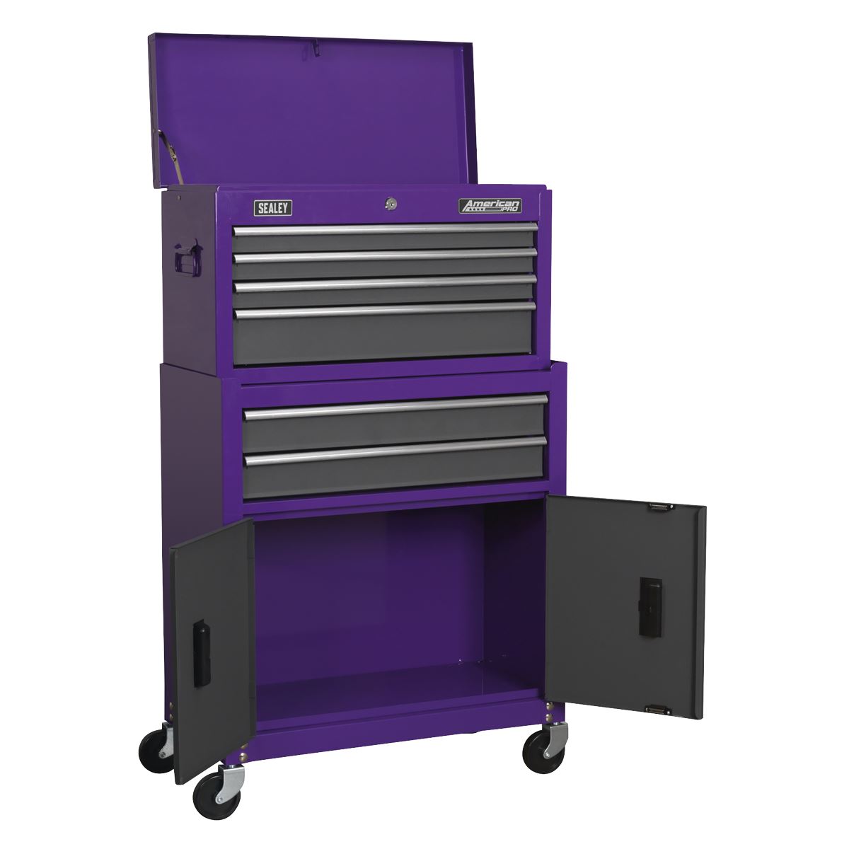 Sealey AP2200BBCP Topchest & Rollcab Combination 6 Drawer with Ball-Bearing Slides - Purple/Grey Sealey