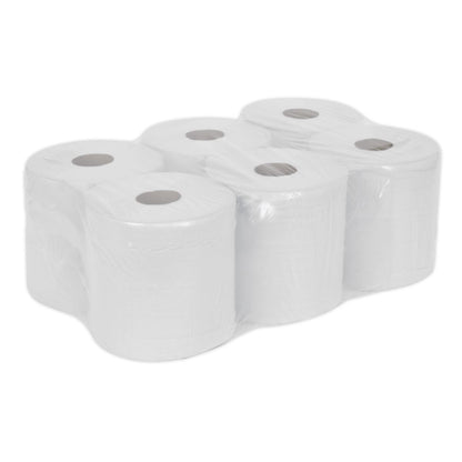 Sealey WHT150 Paper Roll White 2-Ply Embossed 150m Pack of 6 Sealey