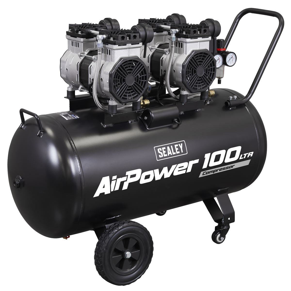 Sealey SAC10001S 100L Oil Free Low Noise Direct Drive Air Compressor 2 x 2hp Sealey