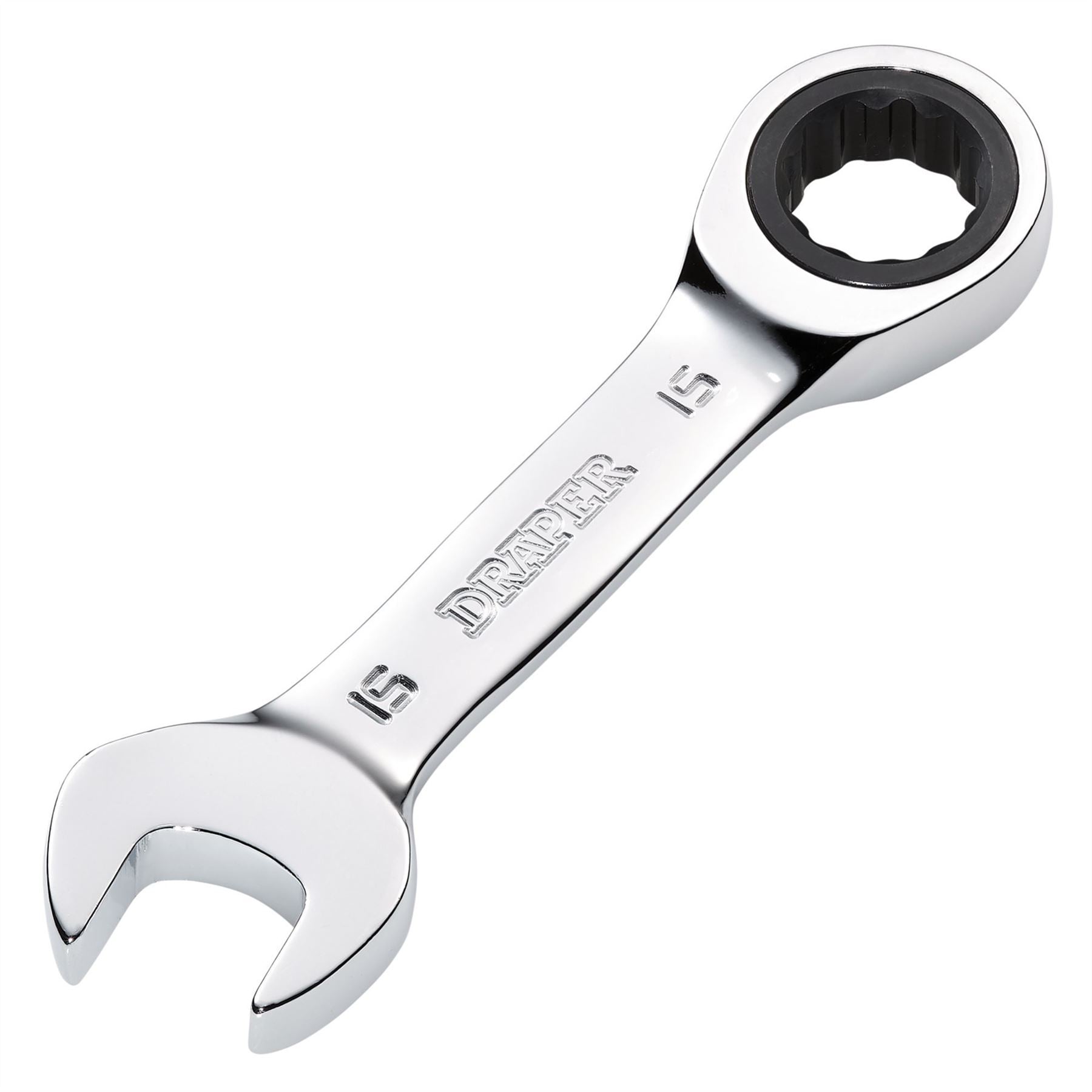 Draper 27909 HI-TORQ® Metric Stubby Ratchet Combination Spanner 15mm Draper