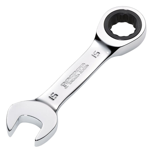 Draper 27909 HI-TORQ® Metric Stubby Ratchet Combination Spanner 15mm Draper