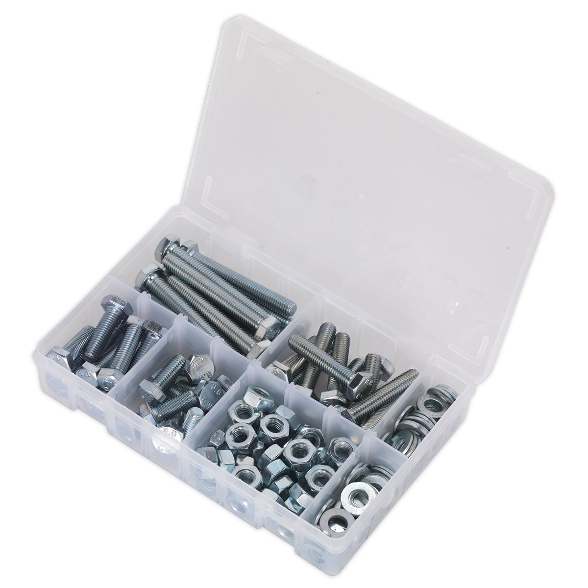 Sealey AB052SNW Setscrew Nut & Washer Assortment 150pc High Tensile M10 Metric Sealey