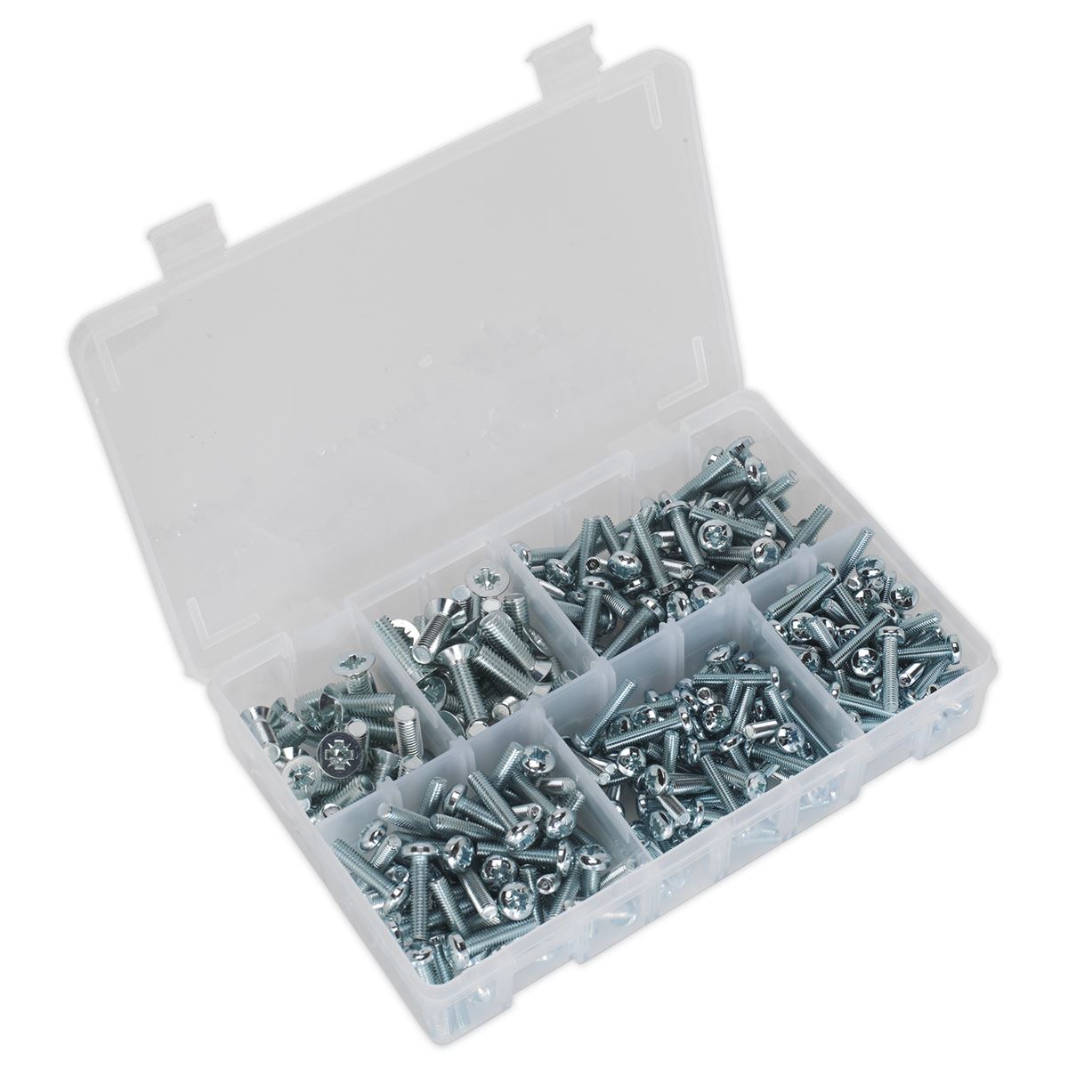 Sealey AB054MS Machine (Body) Screw Assortment 264pc M5-M8 Countersunk & Pan Head Pozi - Metric Sealey