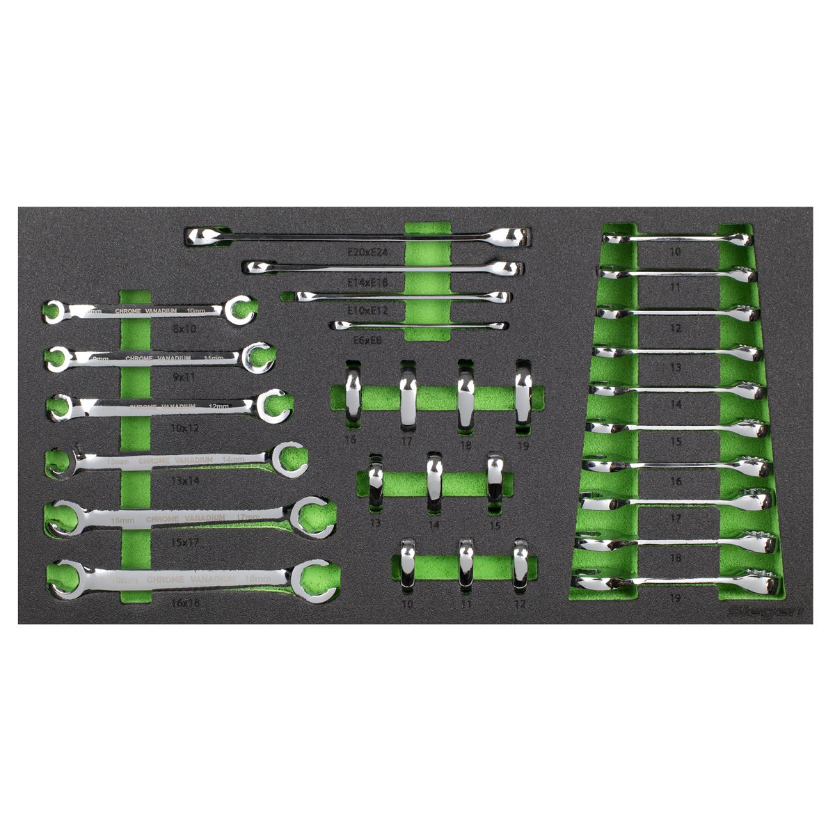 Siegen S01274 Tool Tray with Specialised Spanner Set 30pc - Metric Siegen