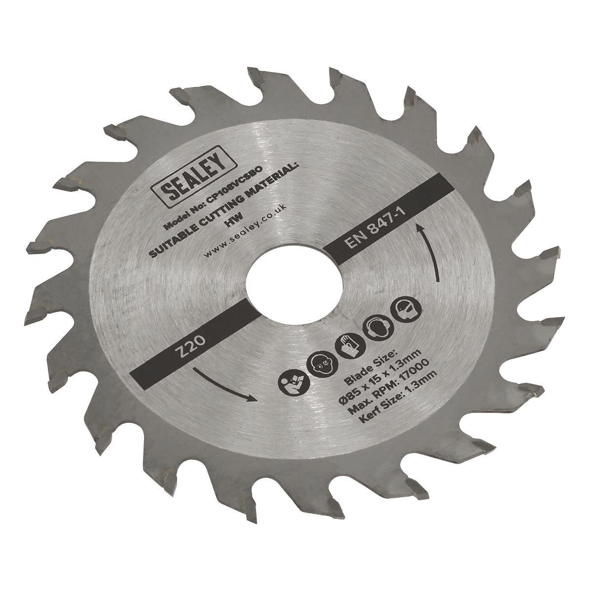 Sealey SM85B20 Circular Saw Blade  Ø85 x 15 x 1.3mm 20tpu Sealey