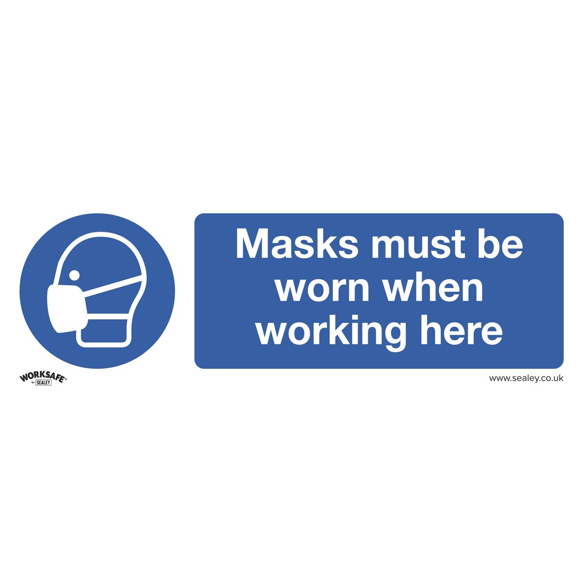 Sealey SS57V1 Mandatory Safety Sign - Masks Must Be Worn - Self-Adhesive Vinyl Sealey