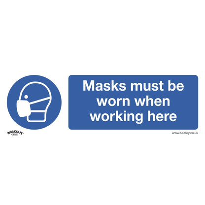 Sealey SS57V1 Mandatory Safety Sign - Masks Must Be Worn - Self-Adhesive Vinyl Sealey
