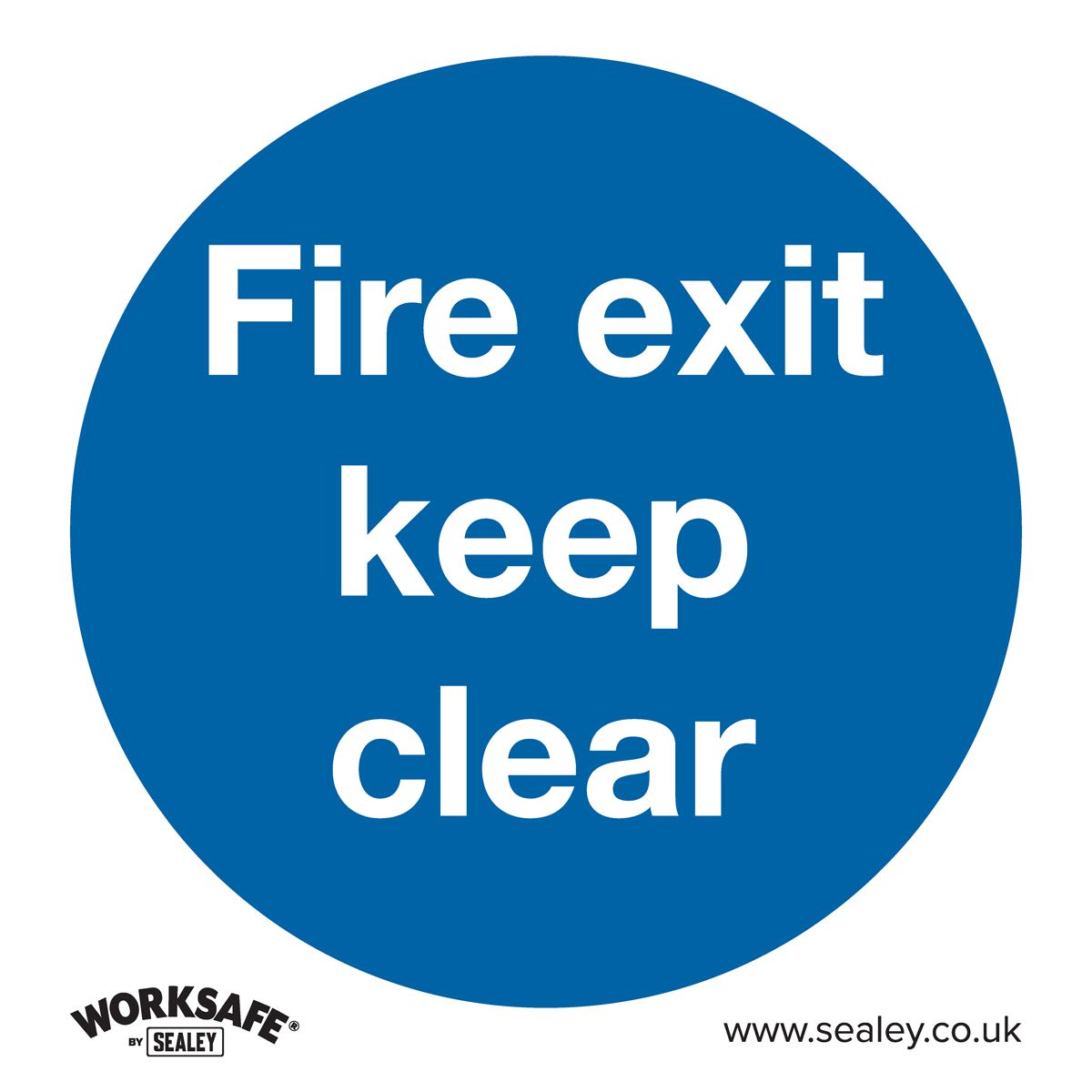 Sealey SS2V10 Mandatory Safety Sign - Fire Exit Keep Clear - Self-Adhesive Vinyl - Pack of 10 Sealey
