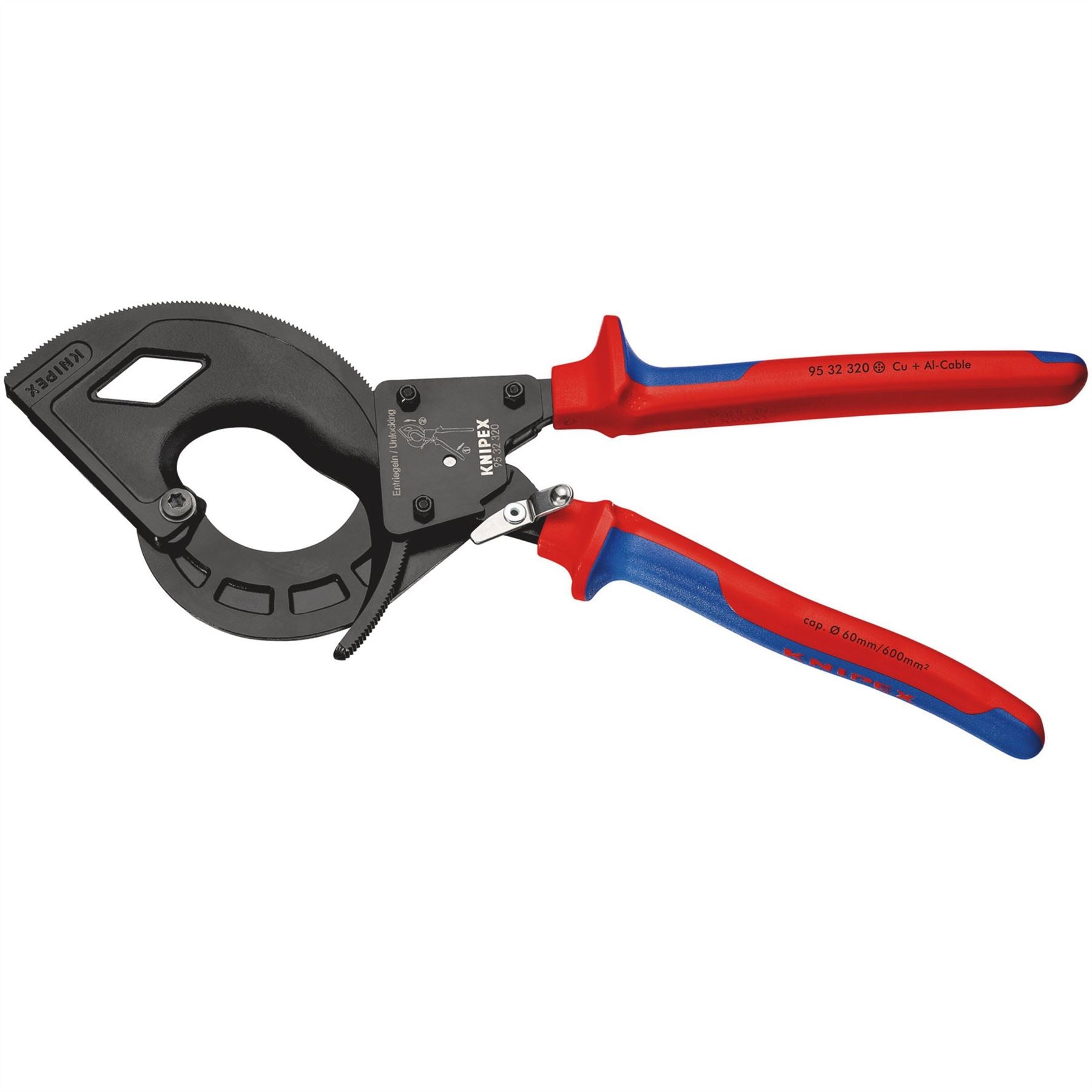 Knipex 25882 95 32 320 Cable Cutter ratchet principle 3-stage with multi-component grips black atramentized 320mm Knipex
