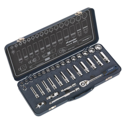 Sealey AK27481 Socket Set 34pc 3/8"Sq Drive Lock-On™ 6pt Metric Sealey