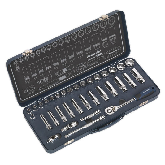 Sealey AK27481 Socket Set 34pc 3/8"Sq Drive Lock-On™ 6pt Metric Sealey