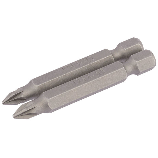 Draper 64227 PZ Type Insert Bit 1/4" Hex 50mm Long No.1 Pack of 2 Draper