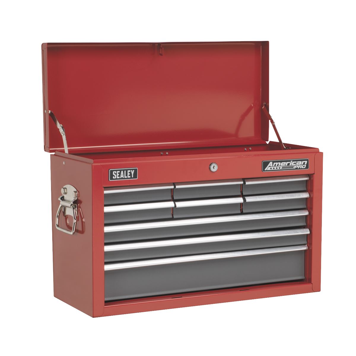 Sealey AP22509BBCOMB Topchest 9 Drawer with Ball-Bearing Slides - Red/Grey & 205pc Tool Kit Sealey