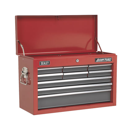 Sealey AP22509BBCOMB Topchest 9 Drawer with Ball-Bearing Slides - Red/Grey & 205pc Tool Kit Sealey
